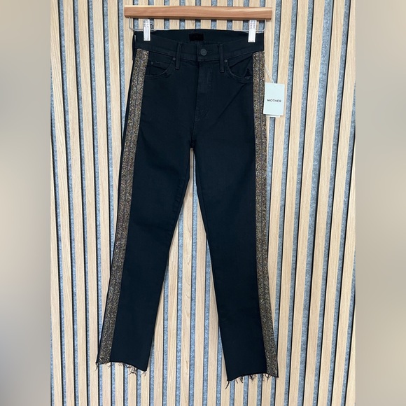 MOTHER Black Denim Jeans- Rascal Ankle Fray- Guilty Flash- NWT - Picture 4 of 13